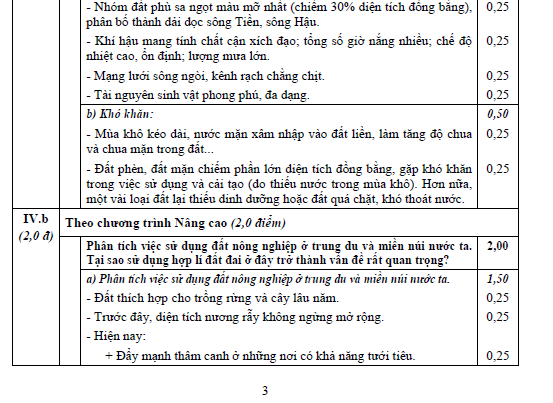 Đáp án chính thức môn Địa khối C 2013